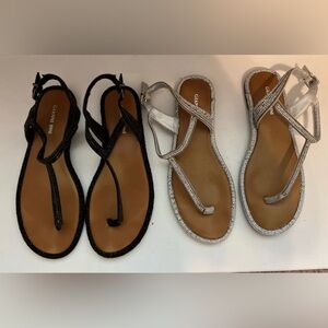 Gianni Bini sandals 8.5, Silver and Black Pair (2 separate pairs)